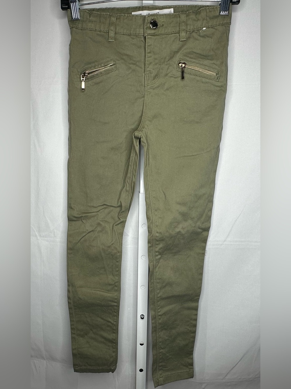Denim&Co Olive Green Kids Jeans with Gold Zippers